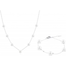 Biju set z chirurgické oceli řetízek náramek ozdobený perlami 143