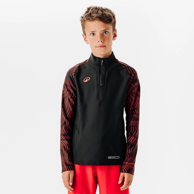 Kipsta Viralto CLUB Wavy s 1/2 zipsom čierno-červená