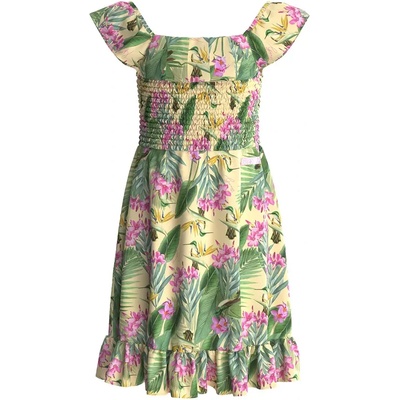 Guess Рокля Guess с паднали рамене и тропически мотиви