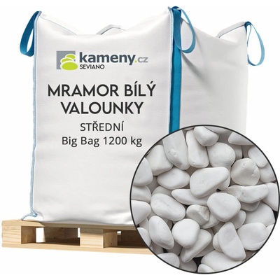 Kameny.cz Okrasné kameny mramor bílý valounky Vyberte si balení: Big Bag 1200 kg s dopravou*, Vyberte si velikostní frakci: Střední – Zboží Dáma