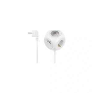 Hama Разклонител Куб, 3-гнезда, 2х usb-c/a, 223195 (223195)
