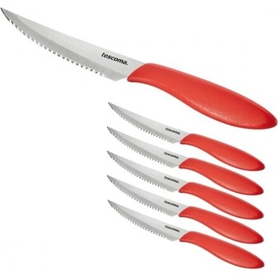 Tescoma Nôž steakový PRESTO 12 cm 6 ks červená
