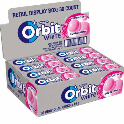 Mars Дъвка Wrigley's Orbit White Bubblemint без захар 30 броя x 14 г в кутия
