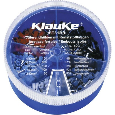 Klauke ST31B sada dutiniek 0.5 mm², 0.75 mm², 1 mm², 1.5 mm², 2.5 mm² čiastočne izolované biela, modrá, červená, čierna,