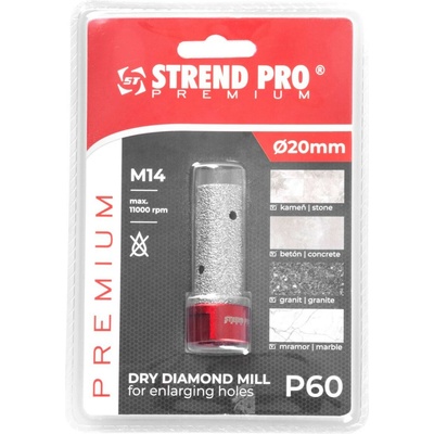 Fréza Strend Pro Premium DM618, M14, 20 mm, G60, diamant, na zväčšovanie dier k vyrezávacím korunkám, professional