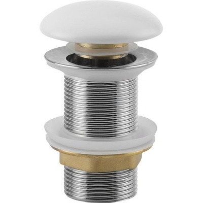 Sapho Umývadlová výpusť 5/4", Click-Clack, keramická zátka pre umývadlá bez prepadu, biela, AR900