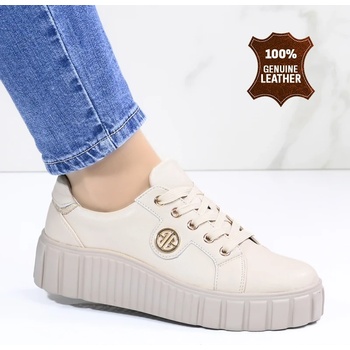 Обувки естествена кожа E18041-3 Beige