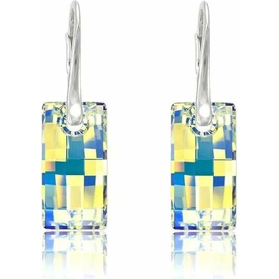 Swarovski Elements Urban krystal 20 mm Stříbrné náušnice visací bílé duhové obdélníky 31297.2