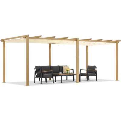 Garden Point terasová pergola 3x6 m Barbados woodlike-béžová