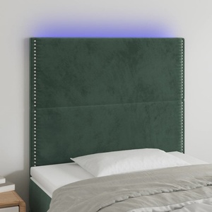 vidaXL LED горна табла за легло, тъмносиня, 90x5x118/128 см, кадифе (3122323)