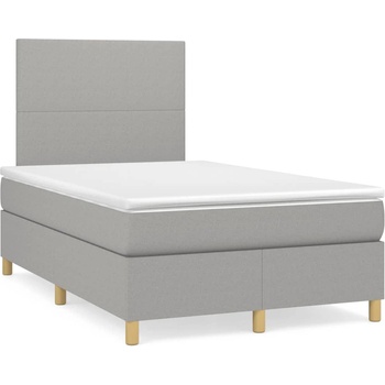 vidaXL Боксспринг легло с матрак, светлосиво, 120x190 см, плат (3269916)