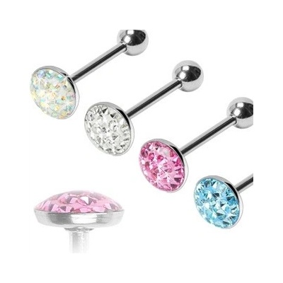 Šperky eshop piercing do jazyka zirkonová kupole I8.15 Aqua