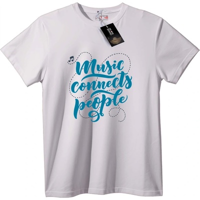 NOONEBRAND Тениска Музиката свързва хора - 2XL, White