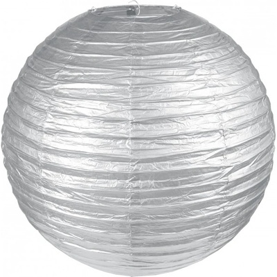 Lampion kulatý brokátový 35 cm stříbrný