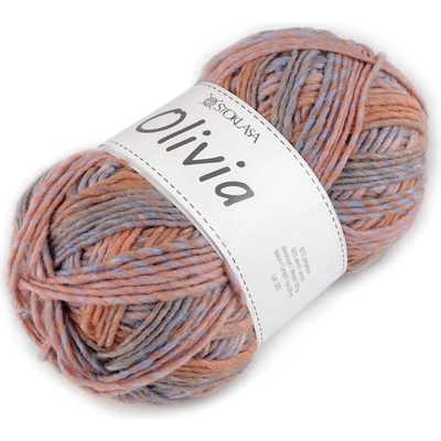 Pletací příze Olivia melírovaná 100 g Varianta: 4 lososová tmavá modrá, Balení: 1 ks 58809/150568/271771