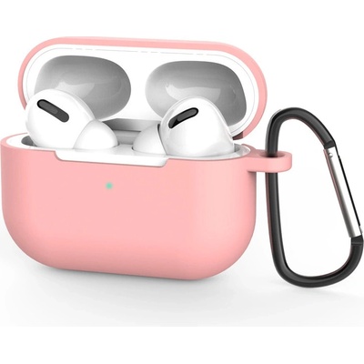 Hurtel pouzdro pro AirPods Pro silikonové měkké pouzdro na sluchátka + přívěsek na klíče růžové (pouzdro D) 5907769310393