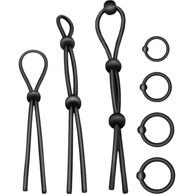 Addicted Toys - силиконов комплект пенис пръстени - 7бр (черен)