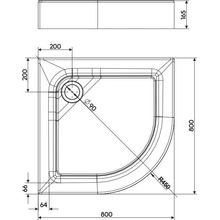 KOLO First štvrťkruhová sprchová vanička 80 cm akrylátová XBN1680000