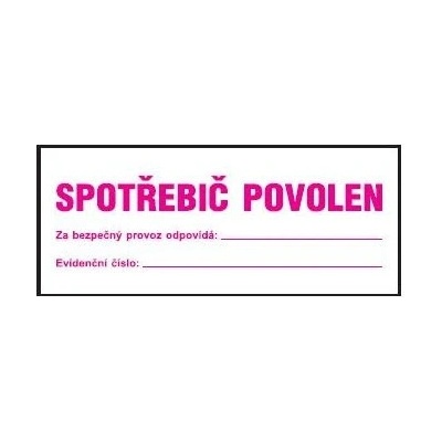 Spotřebič povolen 297x105mm - plast