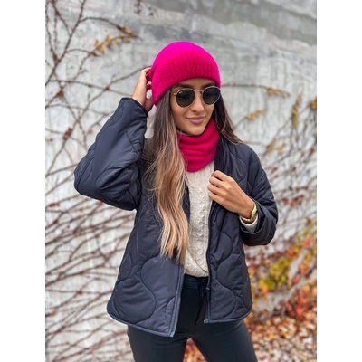 Eshopat dámský komplet čepice + tunel Teddy Fuchsia