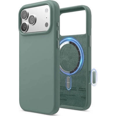 elago Силиконов (TPU) калъф с MagSafe за iPhone 17 Pro Max - Elago Magnetic Soft Silicone Case (тъмнозелен) (ES17MSSC69PRO-MGR)