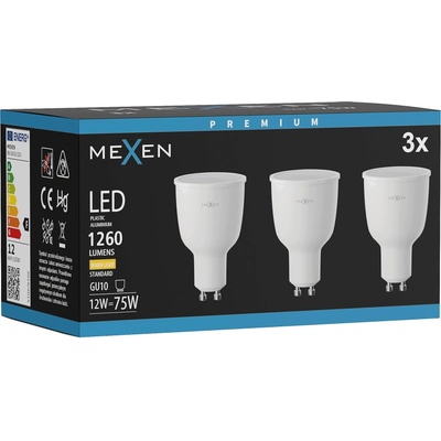Mexen Nova 3x LED крушка GU10, 12W, Топла - 3000K, 1260 lm - L108-GU10-1230-01x03 (L108-GU10-1230-01x03)