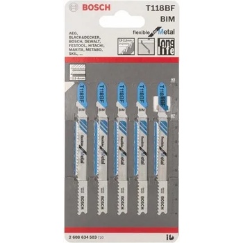 Bosch Нож за зеге Bosch с T-захват за дебела ламарина комплект 67/92 мм, 13-11 TPI, 5 бр. , праволинейно, T 118 BF-2 608 634 503