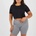 Brave Soul Дамска тениска Brave Soul Womens Plus Size Cropped Round Neck T-shirt - Black