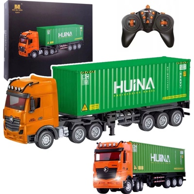Huina RC nákladný ťahač s kontajneromso svetlami a zvukmi 1:18