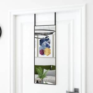 vidaXL Огледало за врата, черно, 30x80 см, стъкло и алуминий (327404)