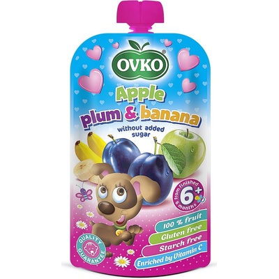 OVKO Bio kapsička jablko švestka banán 120 g