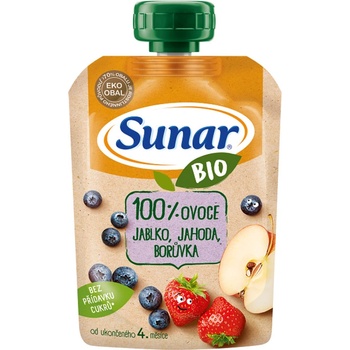 Sunar Bio kapsička Jablko jahoda borůvka 4m+ 110 g