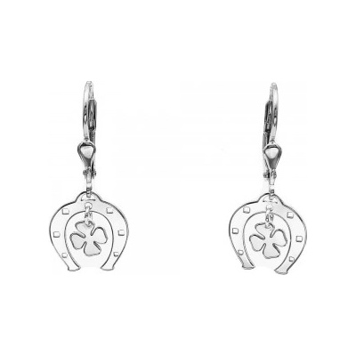 Zlato-minerály stříbrné náušnice podkova a čtyřlístek SUP5122mn