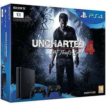 Sony PlayStation 4 Slim Jet Black 1TB (PS4 Slim 1TB) + Uncharted 4 The Thief's End + DualShock 4 Controller