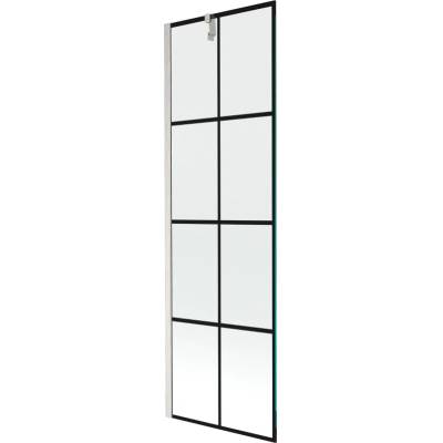 Mexen Next еднопанелен параван за баня 60 x 150 см, черна решетка, четкан никел (895-060-000-00-77-97)