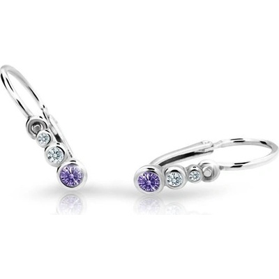 Danfil dětské náušnice C2255 z bílého zlata s kamínky Amethyst