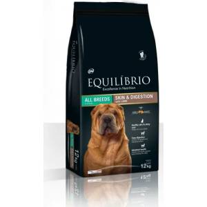 Equilibrio Skin and Digestion With Lamb for All Breeds - Пълноценна храна за израснали кучета, предразположени към алергии с агнешко, подобрява козината и храносмилането 12 кг, Франция
