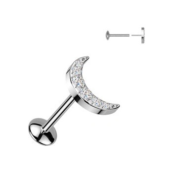 Šperky4U Piercing do brady měsíček PUSH IN labreta TIT1583