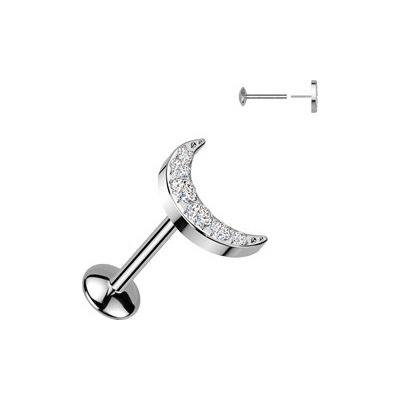 Šperky4U Piercing do brady měsíček PUSH IN labreta TIT1583