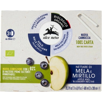 Alce Nero nektár jablko čučoriedka 3 x 200 ml