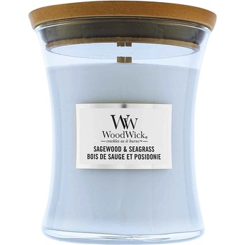 WoodWick Sagewood & Seagrass ароматна свещ с дървен фитил 275 гр