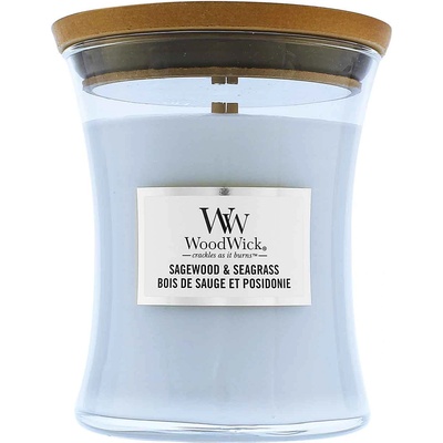 WoodWick Sagewood & Seagrass ароматна свещ с дървен фитил 275 гр