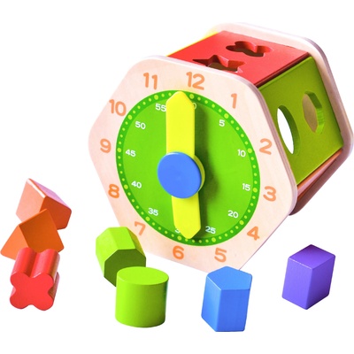 Acool Toy Дървена играчка Acool Toy - Шестоъгълен сортер с часовник (ACT137)