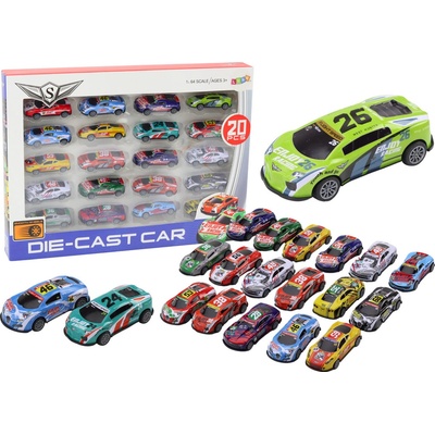 Lean Toys Súprava autíčok na trecí pohon – 20 kusov 1:64
