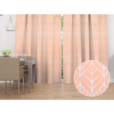 Biante Bavlnený záves Sandra SA-213 Listy na marhuľovo oranžovom 130x140 cm