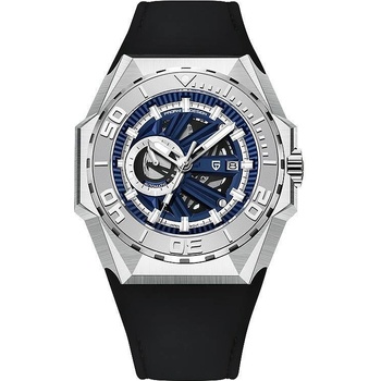 Pagani Мъжки часовник Pagani Design Appose, Автоматичен, Естествена кожа, Черен / Син (PD-YS007-BLACK-BLUE)