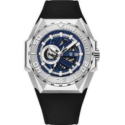 Pagani Мъжки часовник Pagani Design Appose, Автоматичен, Естествена кожа, Черен / Син (PD-YS007-BLACK-BLUE)