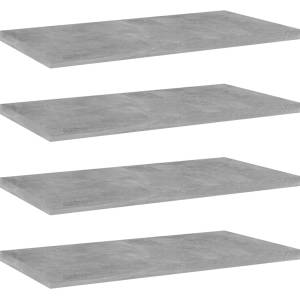 vidaXL Рафтове, 4 бр, бетонно сиви, 40x20x1, 5 см, инженерно дърво (805146)