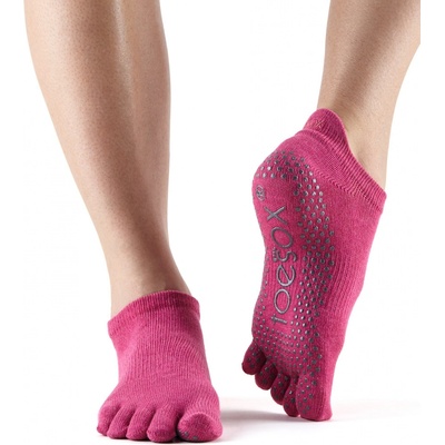 ToeSox LOW RISE prstové protiskluzové ponožky RASPBERRY