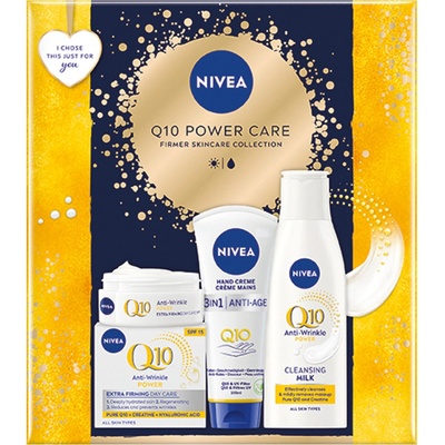 Nivea Face Q10 denní krém 50 ml + Pleťové mléko 200 ml + krém na ruce 100 ml dárkové balení